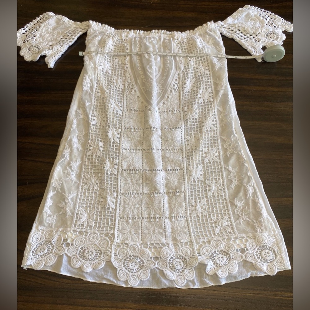 PilyQ Waterlily Lola White Lace Off Shoulder Mini Dress XS/S